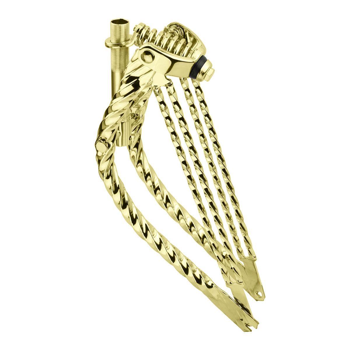 20 Lowrider Bent Double Square Twisted Spring Fork 1 Inch Gold.
